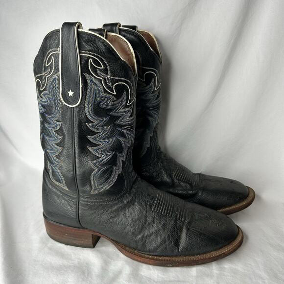 Tony Lama Smooth Ostrich Boots Black Men’s Size 11 D Round Toe